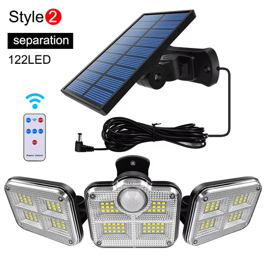 20W Super Bright Solar Lights 122Led IP65 Waterproof Outdoor Indoor Solar Lamp with Adjustable Head Wide Lighting Angle