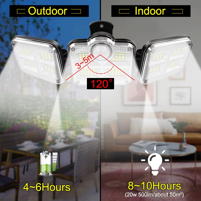 20W Super Bright Solar Lights 122Led IP65 Waterproof Outdoor Indoor Solar Lamp with Adjustable Head Wide Lighting Angle