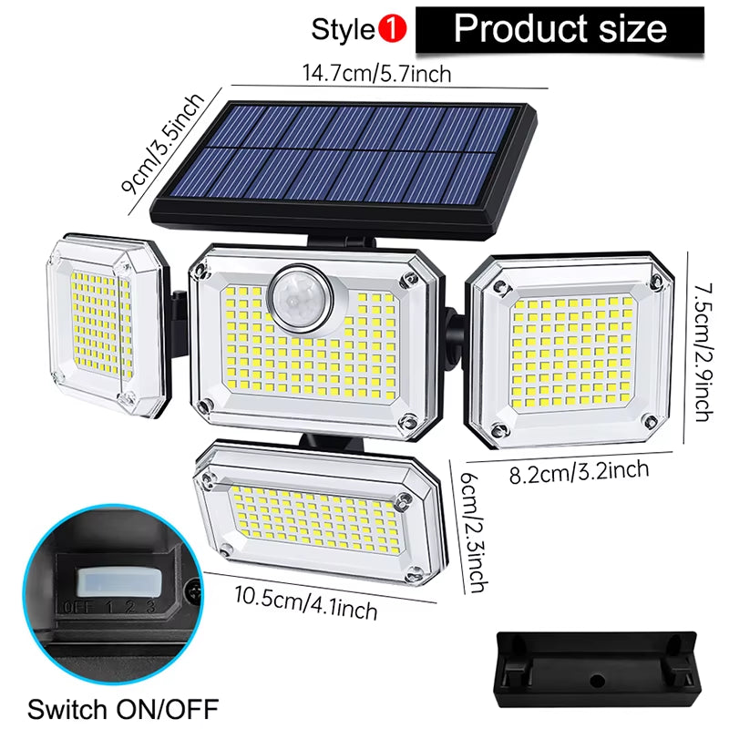 20W Super Bright Solar Lights 122Led IP65 Waterproof Outdoor Indoor Solar Lamp with Adjustable Head Wide Lighting Angle